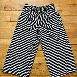 Black and White Striped Wide-Leg Pants
